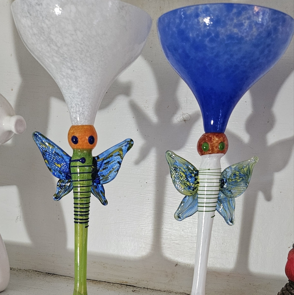 Colorful Glass Butterfly Drink And Bar Ware Martini Champagne - Picture 2 of 12